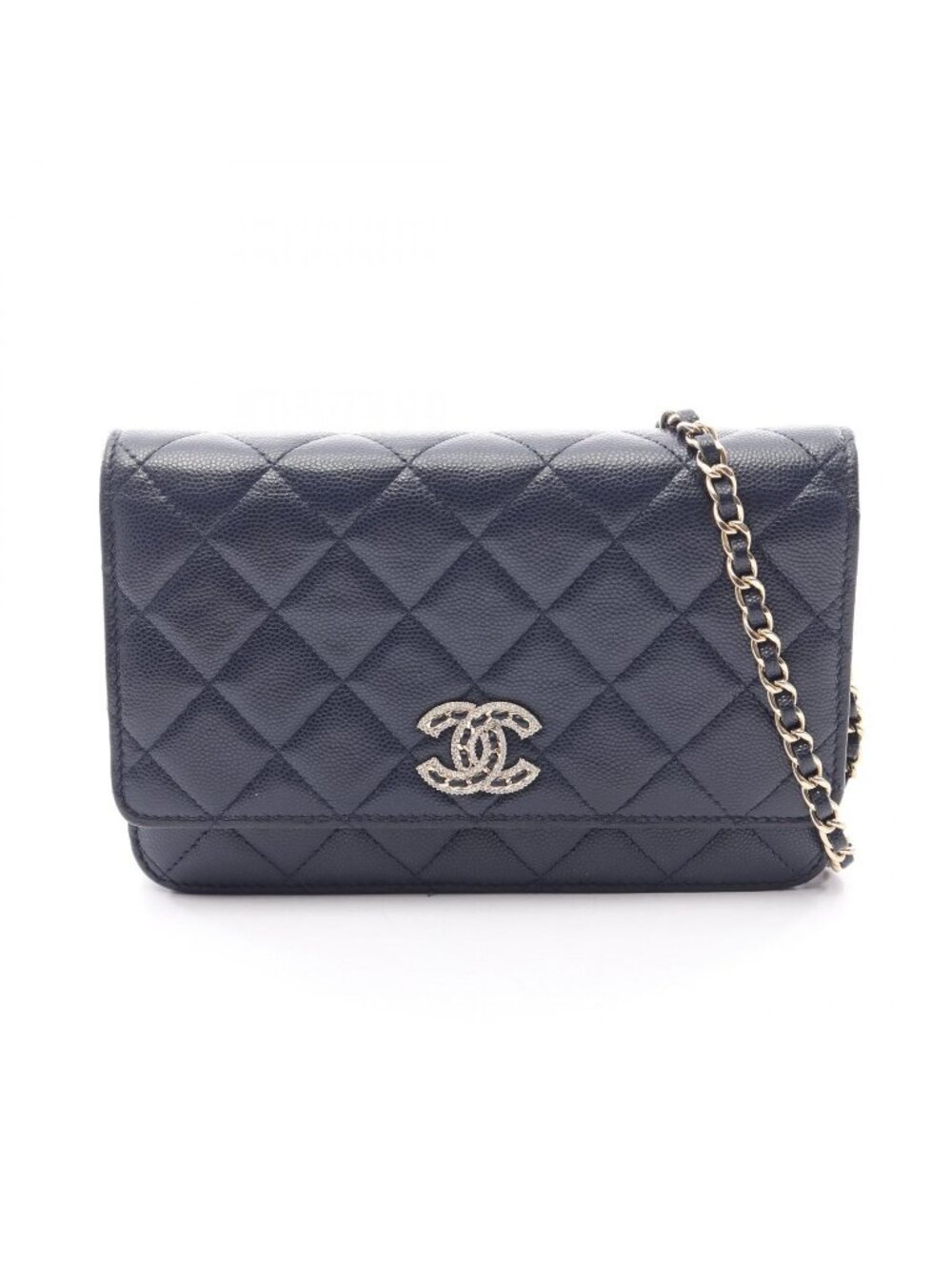 Chanel Shoulder Bag 19 Navy Calf Quilted Chain Wallet